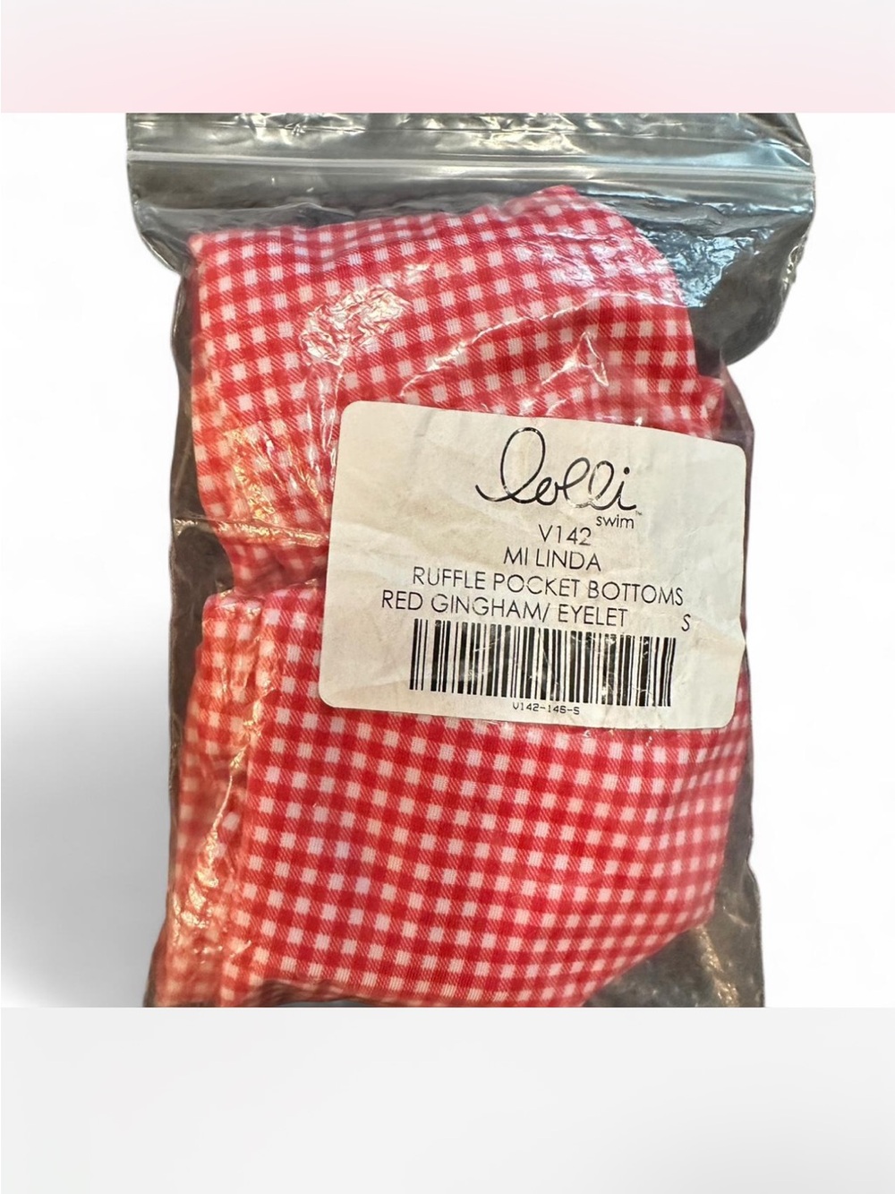 *NWT* LOLLI SWIM Mi Linda Ruffle Pocket Bikini Red/White Gingham Eyelet Trim — S - Picture 4 of 4